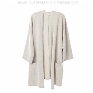 Anthropologie x DONNI NWT Ribbed OSFM Open Cardigan Sweater Coat Duster Sandwash